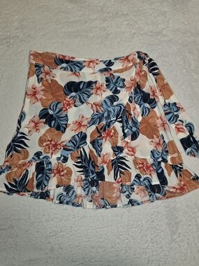 Roxy Floral Wrap Mini Skirt - Blue & Pink
